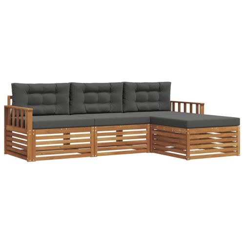 Комплект дивани за открито 4 pcs Натурален и Антрацит