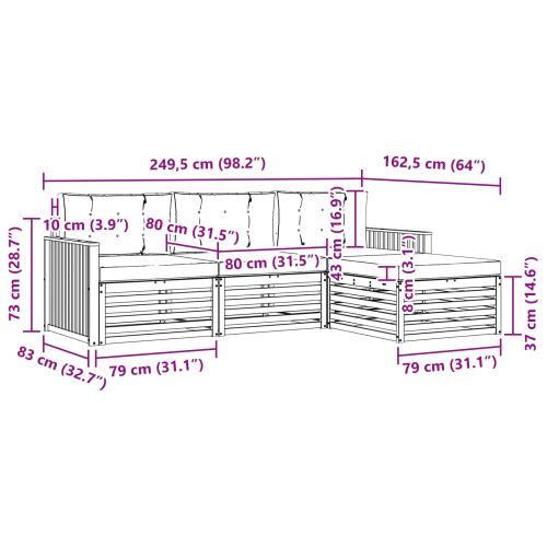 Комплект дивани за открито 4 pcs Натурален и Антрацит
