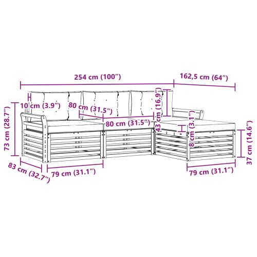 Комплект дивани за открито 4 pcs Натурален и Бежов