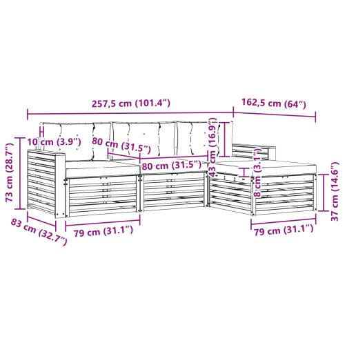 Комплект дивани за открито 4 pcs Натурален и Антрацит