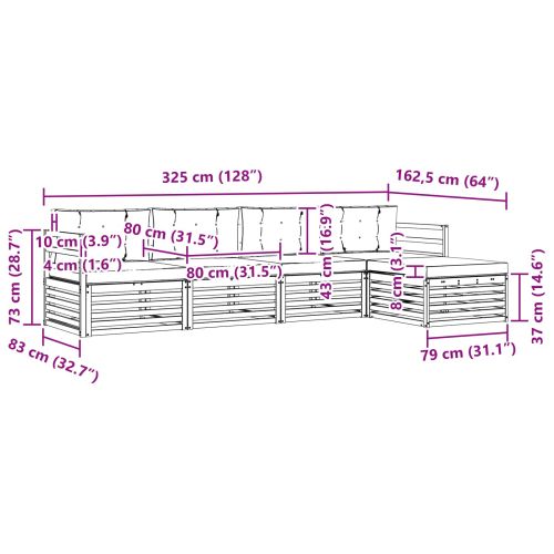 Комплект дивани за открито 5 pcs Натурален и Бежов