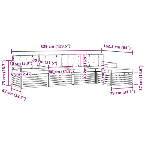 Комплект дивани за открито 5 pcs Натурален и Антрацит