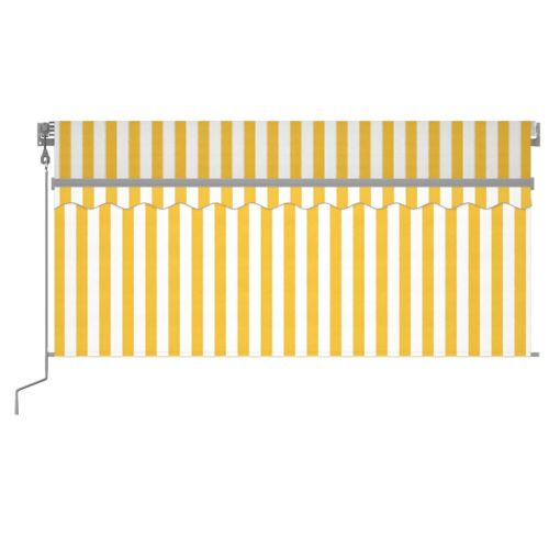 Автоматичен сенник с щора LED сензор за вятър 3x2,5 м жълто-бял