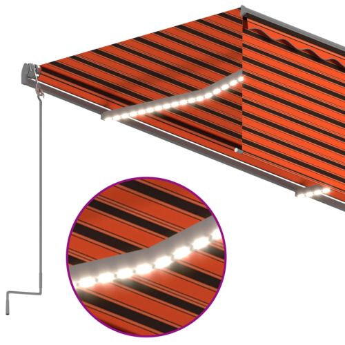 Автоматичен сенник щора LED сензор за вятър 3,5x2,5 м оранжев