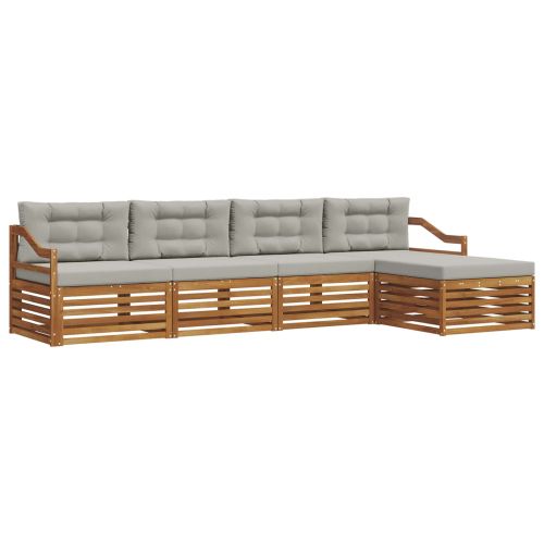 Комплект дивани за открито 5 pcs Естествено и светло сиво