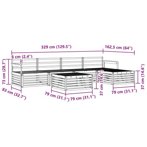 Комплект дивани за открито 6 pcs Естествен