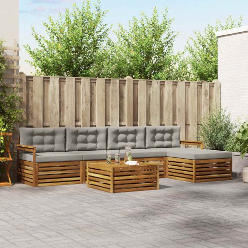 Комплект дивани за открито 6 pcs Естествено и светло сиво