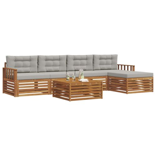 Комплект дивани за открито 6 pcs Естествено и светло сиво