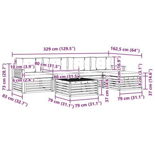 Комплект дивани за открито 6 pcs Естествено и светло сиво