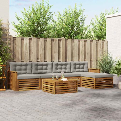 Комплект дивани за открито 6 pcs Естествено и светло сиво