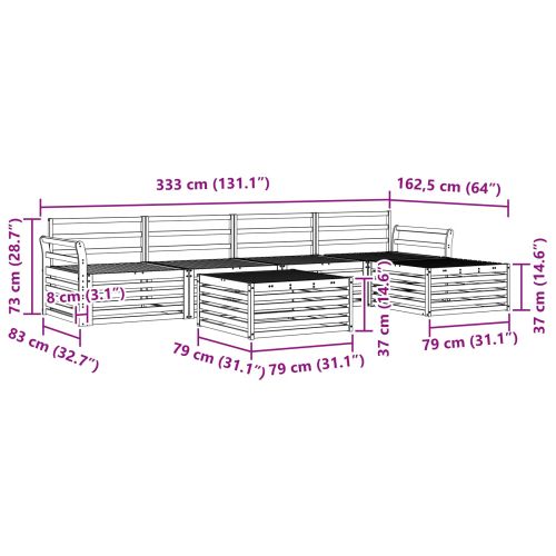 Комплект дивани за открито 6 pcs Естествен