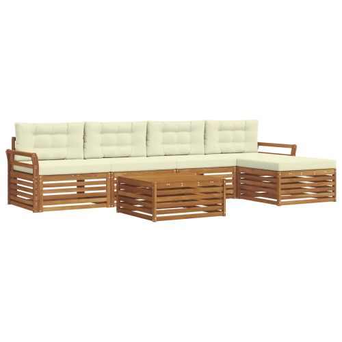 Комплект дивани за открито 6 pcs Натурален и Крема