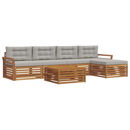 Комплект дивани за открито 6 pcs Естествено и светло сиво