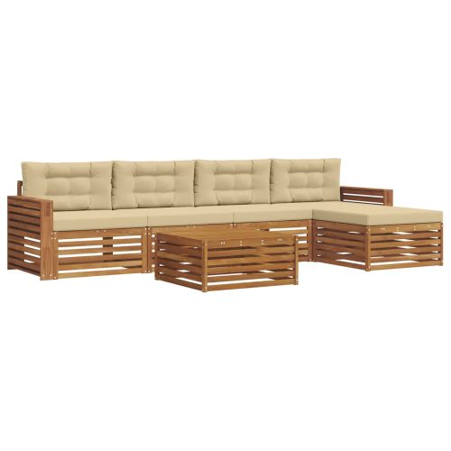 Комплект дивани за открито 6 pcs Натурален и Бежов