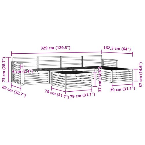 Комплект дивани за открито 6 pcs Естествен