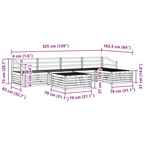 Комплект дивани за открито 6 pcs Естествен