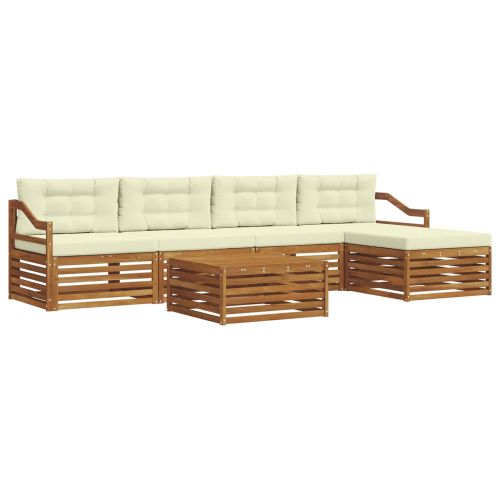 Комплект дивани за открито 6 pcs Натурален и Крема