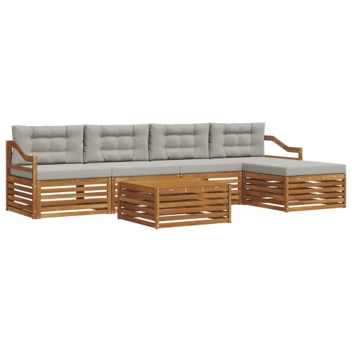 Комплект дивани за открито 6 pcs Естествено и светло сиво