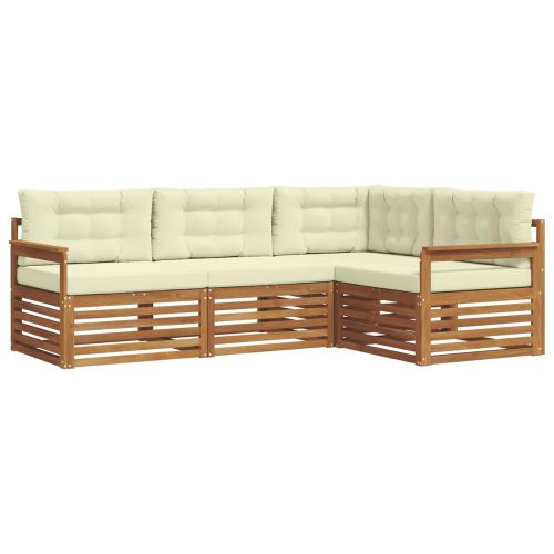 Комплект дивани за открито 4 pcs Натурален и Крема
