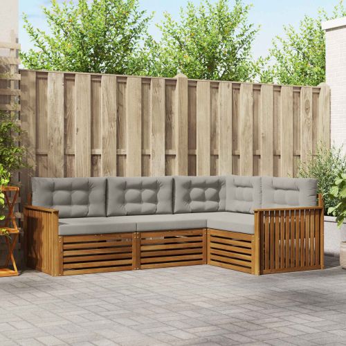 Комплект дивани за открито 4 pcs Естествено и светло сиво