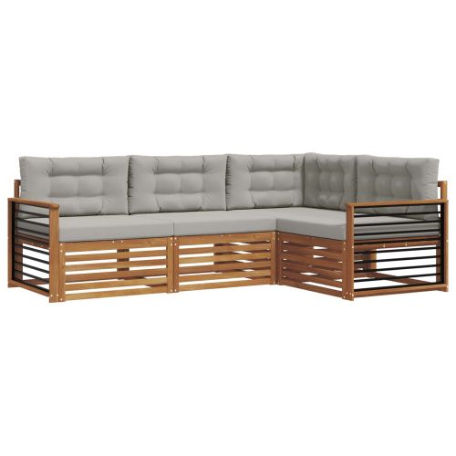 Комплект дивани за открито 13 pcs Естествено и светло сиво