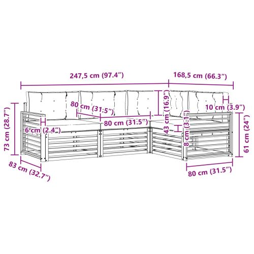 Комплект дивани за открито 4 pcs Естествено и светло сиво