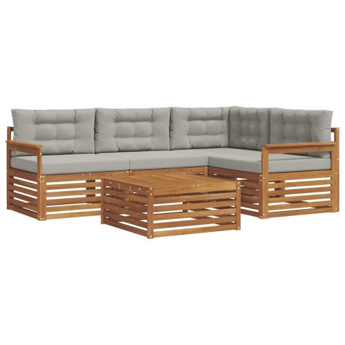 Комплект дивани за открито 5 pcs Естествено и светло сиво