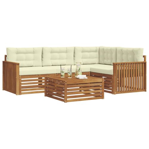 Комплект дивани за открито 5 pcs Натурален и Крема