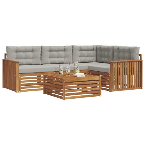 Комплект дивани за открито 5 pcs Естествено и светло сиво