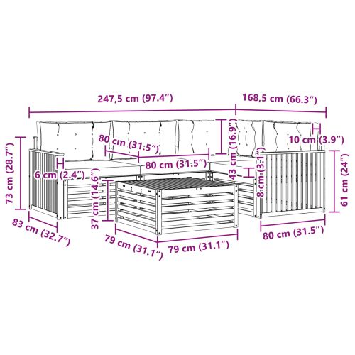Комплект дивани за открито 5 pcs Естествено и светло сиво