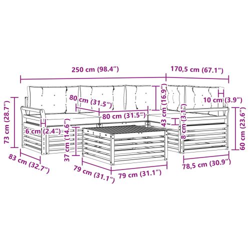 Комплект дивани за открито 5 pcs Естествено и светло сиво