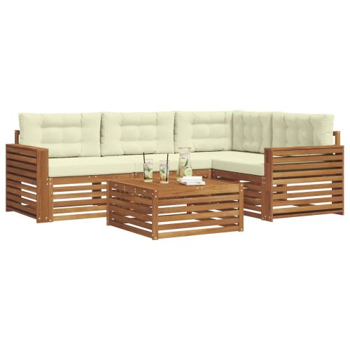 Комплект дивани за открито 5 pcs Натурален и Крема