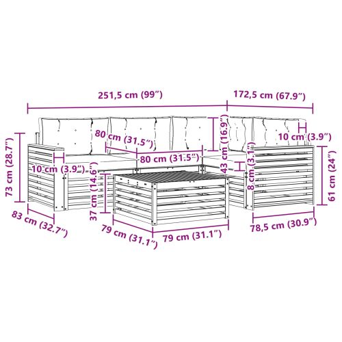 Комплект дивани за открито 5 pcs Натурален и Бежов
