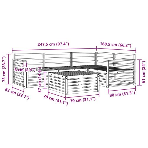 Комплект дивани за открито 5 pcs Естествен