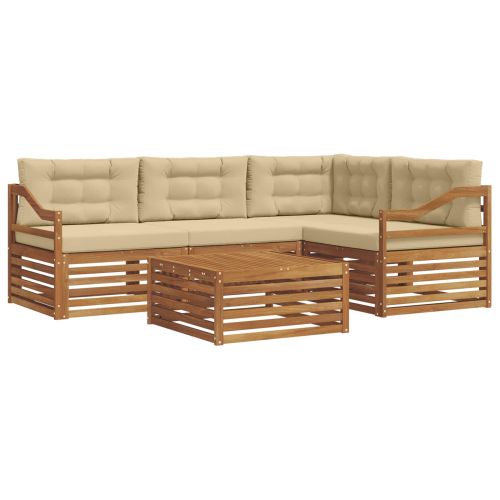 Комплект дивани за открито 5 pcs Натурален и Бежов
