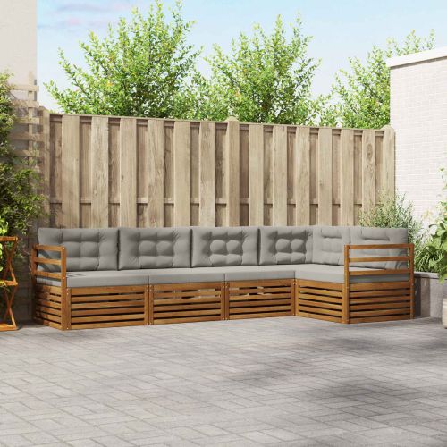 Комплект дивани за открито 5 pcs Естествено и светло сиво