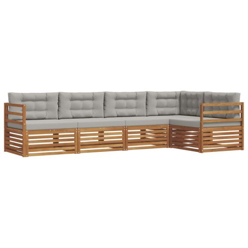 Комплект дивани за открито 5 pcs Естествено и светло сиво