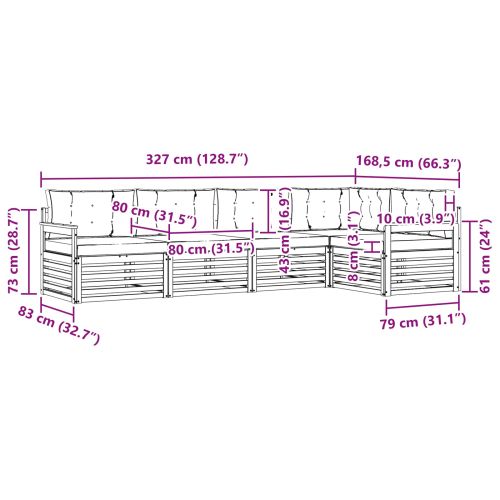 Комплект дивани за открито 5 pcs Естествено и светло сиво