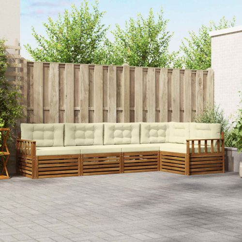 Комплект дивани за открито 5 pcs Натурален и Крема