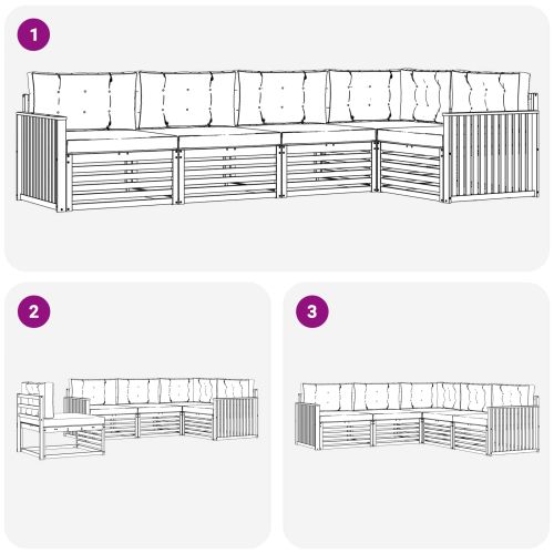 Комплект дивани за открито 5 pcs Натурален и Крема
