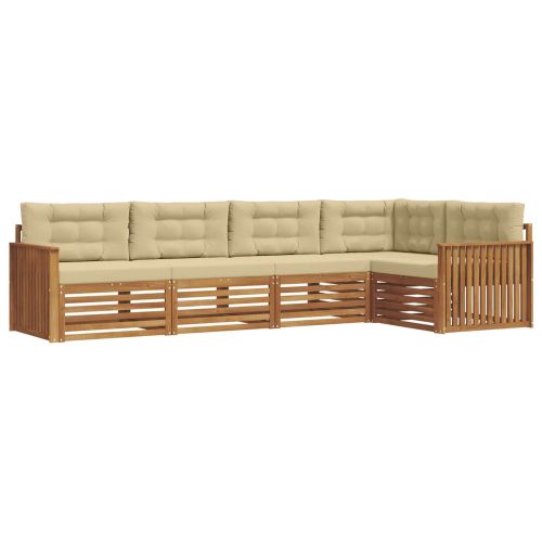 Комплект дивани за открито 5 pcs Натурален и Бежов