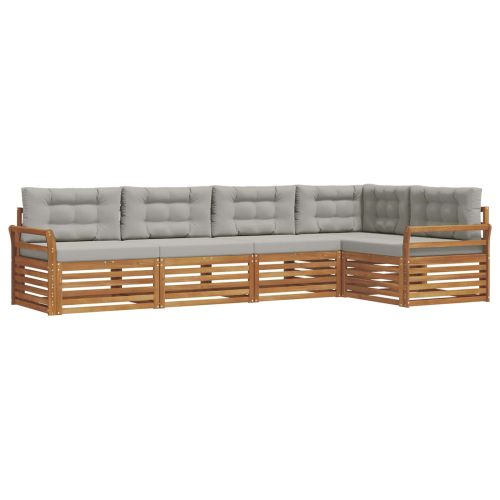 Комплект дивани за открито 5 pcs Естествено и светло сиво