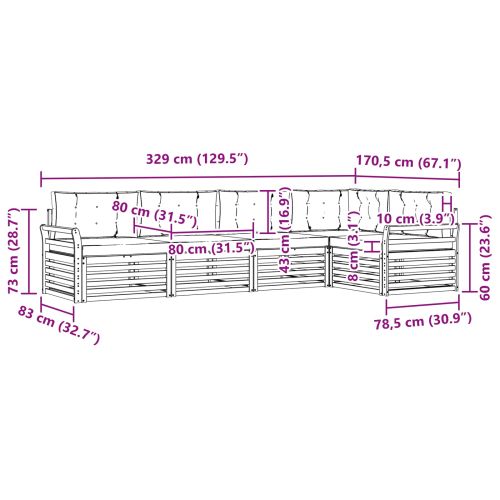 Комплект дивани за открито 5 pcs Натурален и Бежов