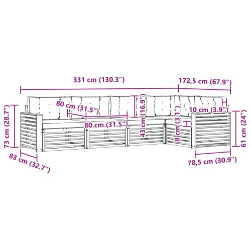 Комплект дивани за открито 5 pcs Натурален и Крема