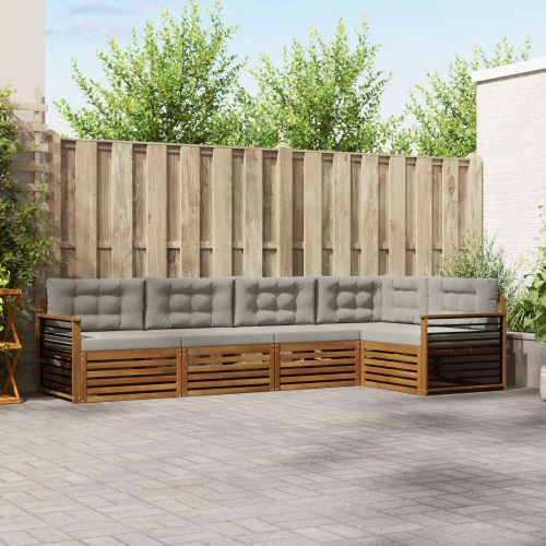 Комплект дивани за открито 5 pcs Естествено и светло сиво