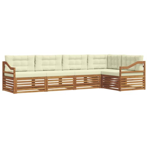 Комплект дивани за открито 5 pcs Натурален и Крема