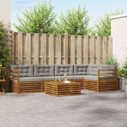 Комплект дивани за открито 6 pcs Естествено и светло сиво