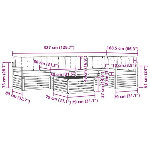 Комплект дивани за открито 6 pcs Натурален и Крема