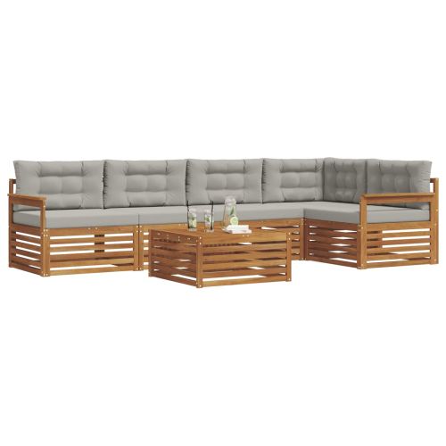 Комплект дивани за открито 6 pcs Естествено и светло сиво