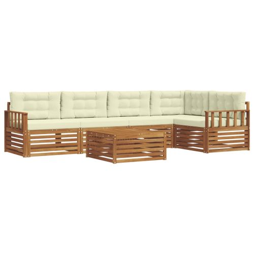 Комплект дивани за открито 6 pcs Натурален и Крема